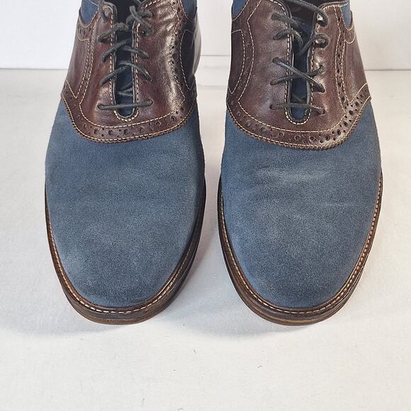 Johnston & Murphy Men\'s Oxford Dress Shoes 12M Brown Blue Suede Wingtip Brogue main image 7
